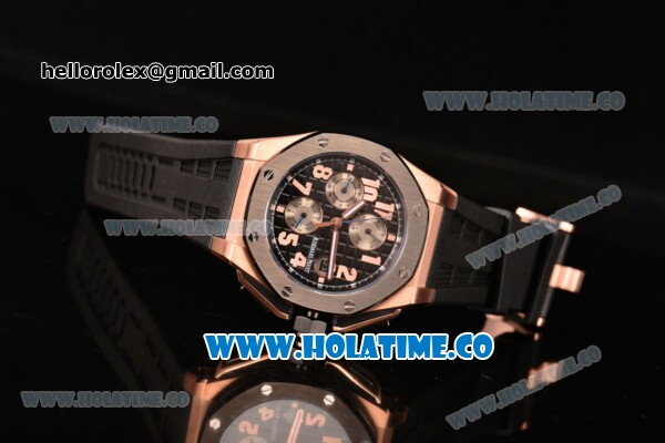 Audemars Piguet Royal Oak Offshore Chronograph Swiss Valjoux 7750 Automatic Rose Gold Case with Steel Bezel Arabic Numeral Markers and Black Dial (EF) - Click Image to Close
